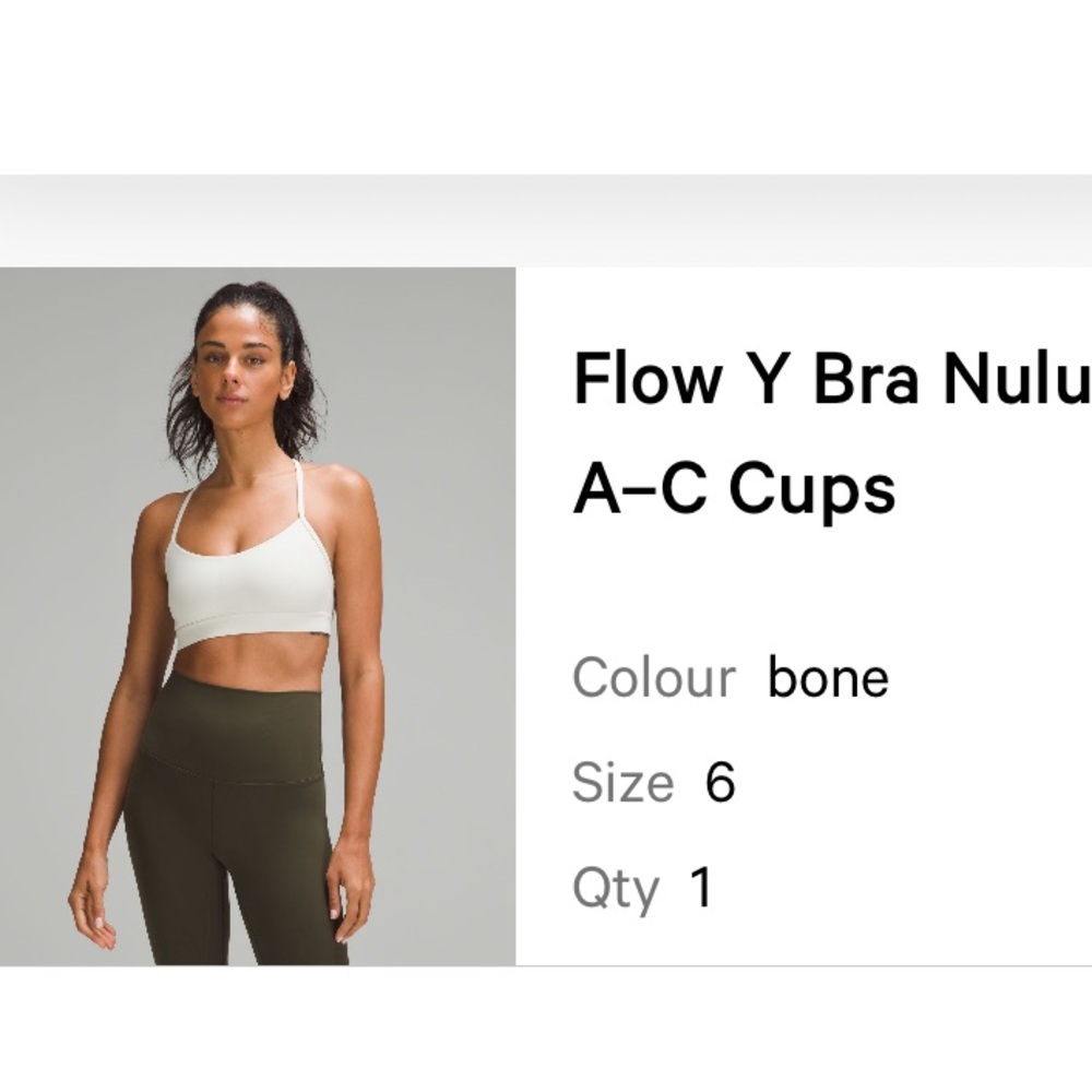 Lululemon Flow Y Bra in Bone Size 6